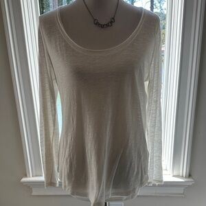 Anthropologie PURE + GOOD 100% Cotton Slub Ivory, Scoopneck Tee, Med, Like new